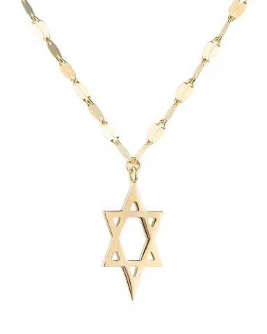 Lana 14K Gold Star of David Charm Necklace with Jump Ring, 16-18"L | Thumbnail 1