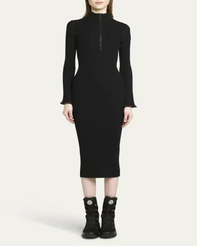 Moncler Ribbed Knit Long-Sleeve Sweater Dress | Thumbnail 2 Moncler Ribbed Knit Long-Sleeve Sweater Dress | Thumbnail 2
