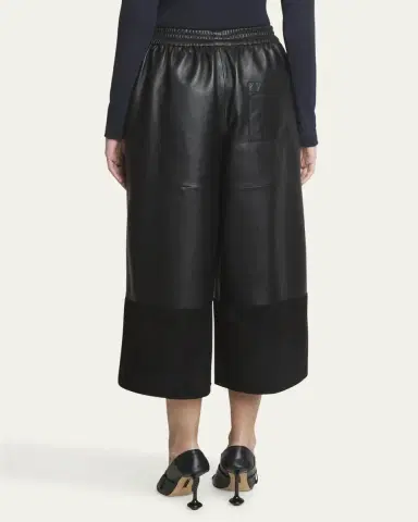 LOEWE Cropped Leather and Suede Trousers | Thumbnail 3