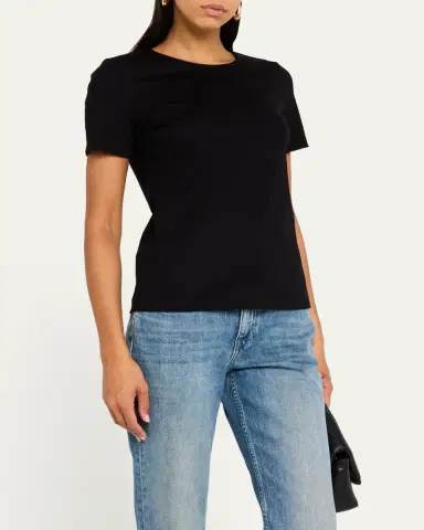 Lafayette 148 New York Ribbed Crewneck Cotton T-Shirt | Thumbnail 4
