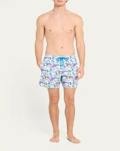 Vilebrequin Men's Allover Fish-Print Swim Shorts | Thumbnail 2 Vilebrequin Men's Allover Fish-Print Swim Shorts | Thumbnail 2
