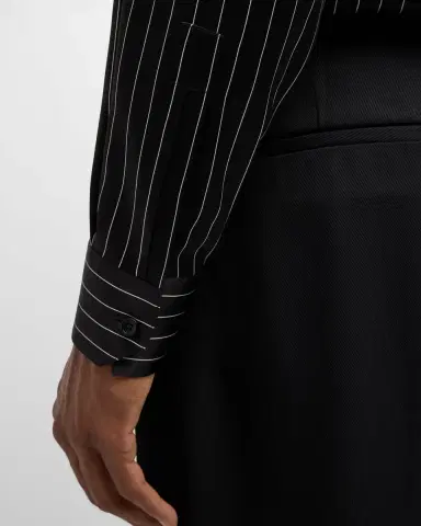 Saint Laurent Men's Striped Silk Dress Shirt | Thumbnail 5
