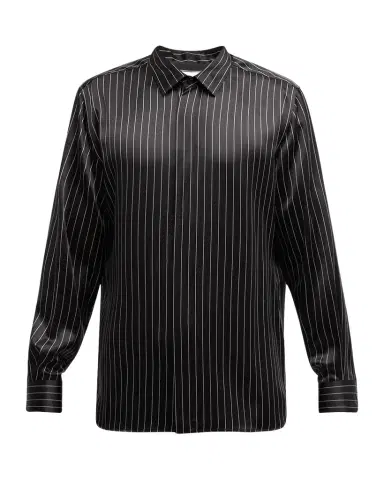 Saint Laurent Men's Striped Silk Dress Shirt | Thumbnail 1