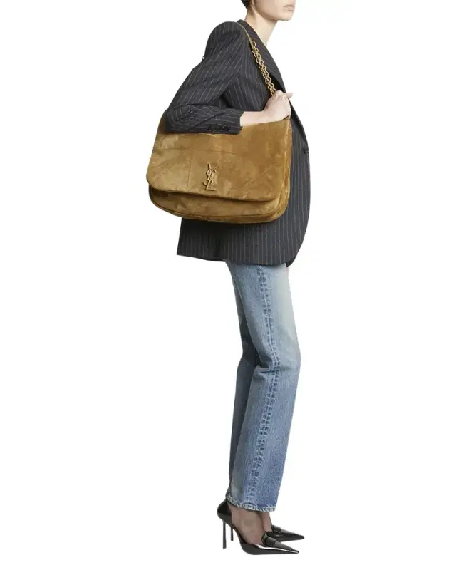 Saint Laurent Jamie 4.3 Maxi YSL Shoulder Bag in Quilted Suede
