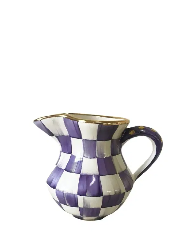 Violet Check Ceramic Creamer