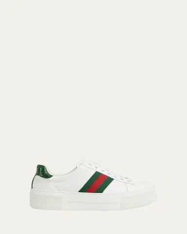 Gucci Ace Web Mixed Leather Sneakers | Thumbnail 5