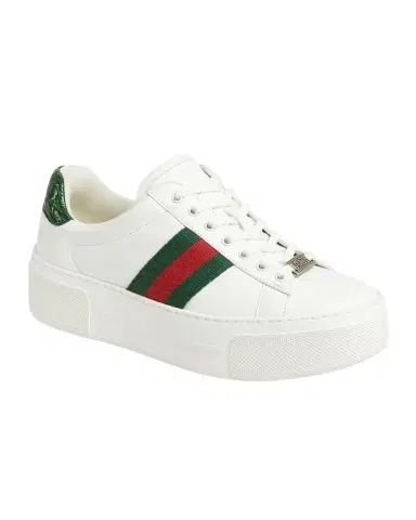 Gucci Ace Web Mixed Leather Sneakers | Thumbnail 1