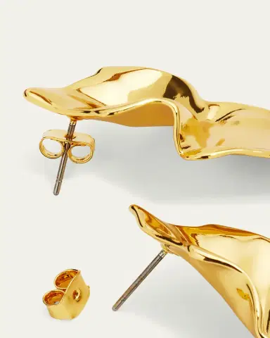 ALEXIS BITTAR Crumpled Gold Small Post Earrings | Thumbnail 4