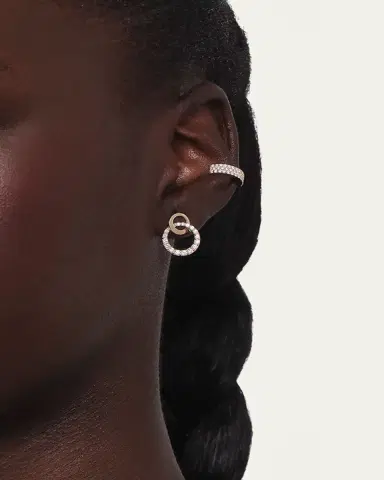 Lana 14K Gold Flawless Double Bond Cusp Dangle Stud Earrings | Thumbnail 2