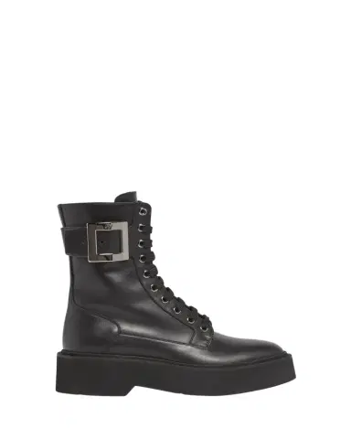 Roger Vivier Viv Rangers Leather Buckle Combat Boots | Thumbnail 1