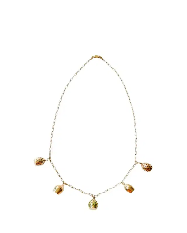 Colored Stone 5 Lune Necklace, 15"L