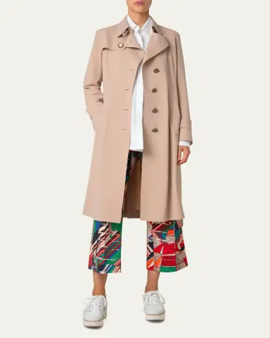 Akris punto Techno Laser Cut Crepe Belted Trench Coat | Thumbnail 2 Akris punto Techno Laser Cut Crepe Belted Trench Coat | Thumbnail 2