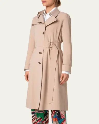 Akris punto Techno Laser Cut Crepe Belted Trench Coat | Thumbnail 4 Akris punto Techno Laser Cut Crepe Belted Trench Coat | Thumbnail 4