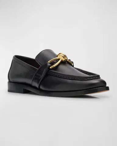 Bottega Veneta Astaire Metallic Knot Leather Loafers | Thumbnail 2