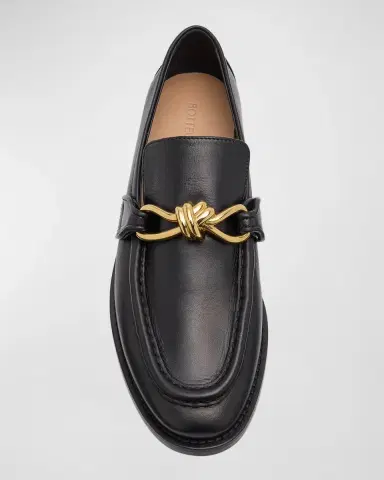 Bottega Veneta Astaire Metallic Knot Leather Loafers | Thumbnail 4