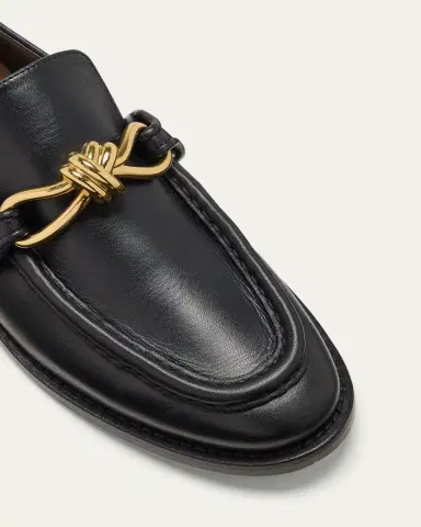 Bottega Veneta Astaire Metallic Knot Leather Loafers | Thumbnail 10