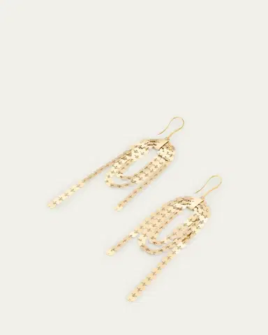 Lana 14K Yellow Gold Laser Square Linear Cascade Earrings | Thumbnail 2