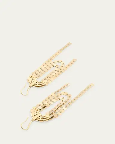 Lana 14K Yellow Gold Laser Square Linear Cascade Earrings | Thumbnail 3