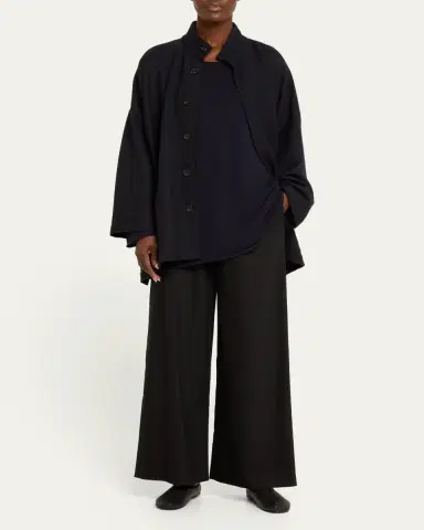 Eskandar Wide Open Stand Collar Jacket (Long Length) | Thumbnail 2
