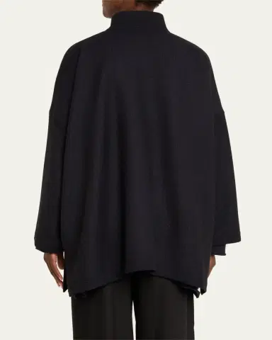 Eskandar Wide Open Stand Collar Jacket (Long Length) | Thumbnail 3
