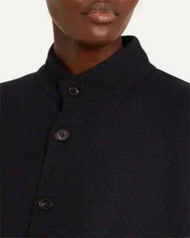 Eskandar Wide Open Stand Collar Jacket (Long Length) | Thumbnail 5