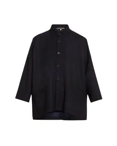 Eskandar Wide Open Stand Collar Jacket (Long Length) | Thumbnail 1