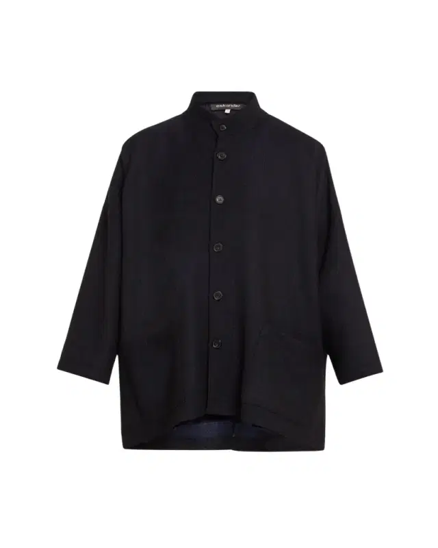 Eskandar Wide Open Stand Collar Jacket (Long Length)