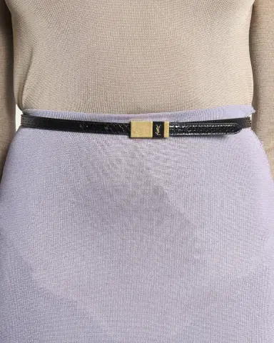 Saint Laurent Embossed Leather Skinny Belt | Thumbnail 2