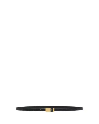 Saint Laurent Embossed Leather Skinny Belt | Thumbnail 1