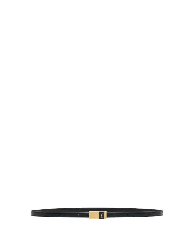Embossed Leather Skinny Belt