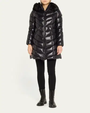 Moncler Fulmarus Faux Fur-Trimmed Hooded Long Down Jacket | Thumbnail 7