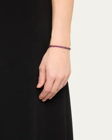 Sydney Evan 14K Yellow Gold Diamond Pineapple Charm and Amethyst Bead Bracelet | Thumbnail 2 Sydney Evan 14K Yellow Gold Diamond Pineapple Charm and Amethyst Bead Bracelet | Thumbnail 2