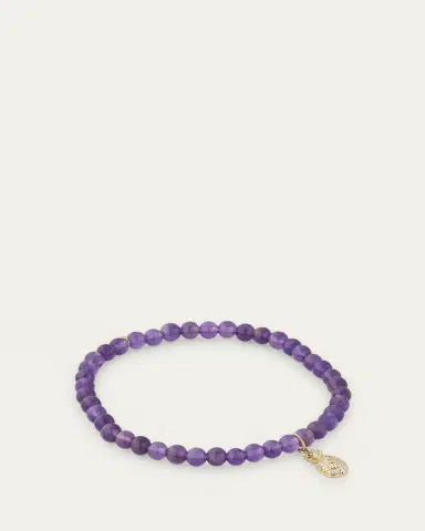 Sydney Evan 14K Yellow Gold Diamond Pineapple Charm and Amethyst Bead Bracelet | Thumbnail 4 Sydney Evan 14K Yellow Gold Diamond Pineapple Charm and Amethyst Bead Bracelet | Thumbnail 4