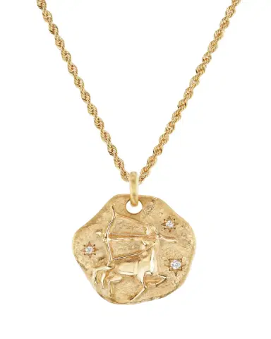 Aaryah 18K Yellow Gold Large Diamond Zodiac Pendant Necklace | Thumbnail 3 Aaryah 18K Yellow Gold Large Diamond Zodiac Pendant Necklace | Thumbnail 3