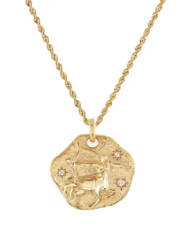 Aaryah 18K Yellow Gold Large Diamond Zodiac Pendant Necklace | Thumbnail 1 Aaryah 18K Yellow Gold Large Diamond Zodiac Pendant Necklace | Thumbnail 1