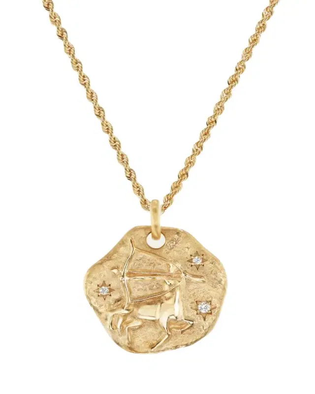 Aaryah 18K Yellow Gold Large Diamond Zodiac Pendant Necklace