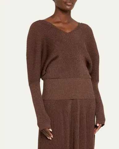 Lafayette 148 New York Ribbed Shimmer Dolman-Sleeve Sweater | Thumbnail 4 Lafayette 148 New York Ribbed Shimmer Dolman-Sleeve Sweater | Thumbnail 4