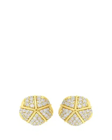 Almasika 18K Yellow Gold Terra Nova Grande Pave Stud Earrings with White Diamonds | Thumbnail 1