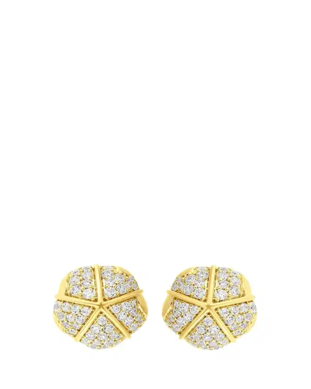 ALMASIKA 18K Yellow Gold Terra Nova Grande Pave Stud Earrings with White Diamonds
