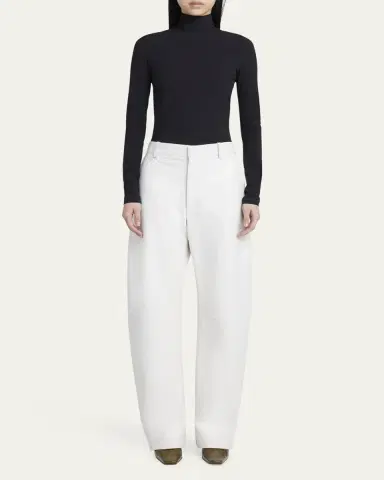 Bottega Veneta Napa Leather Rounded Leg Trousers | Thumbnail 2