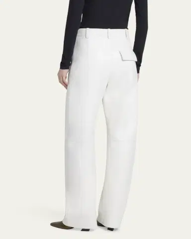 Bottega Veneta Napa Leather Rounded Leg Trousers | Thumbnail 3