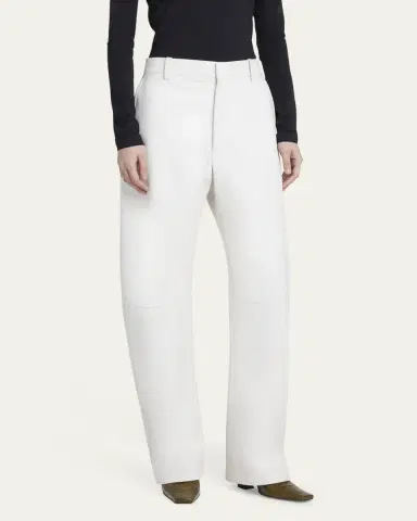 Bottega Veneta Napa Leather Rounded Leg Trousers | Thumbnail 4