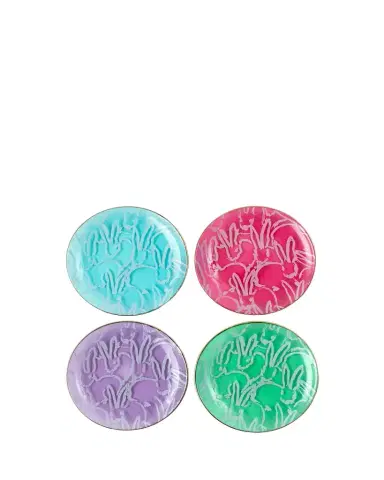 Hunt Slonem Lucky Charm Glass Plates with Gold Rim | Thumbnail 1