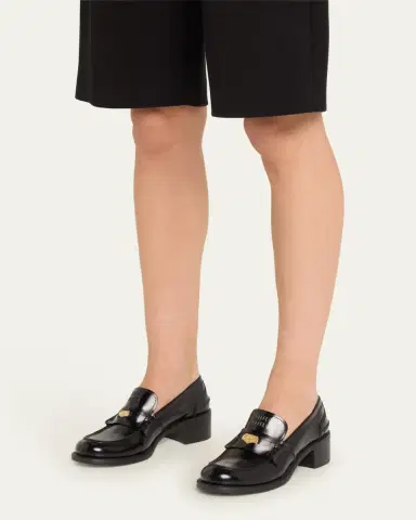 Miu Miu Leather Heeled Penny Loafers | Thumbnail 2