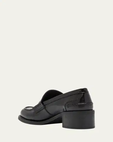 Miu Miu Leather Heeled Penny Loafers | Thumbnail 4
