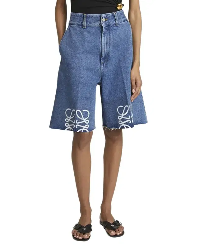 Anagram Long Denim Shorts