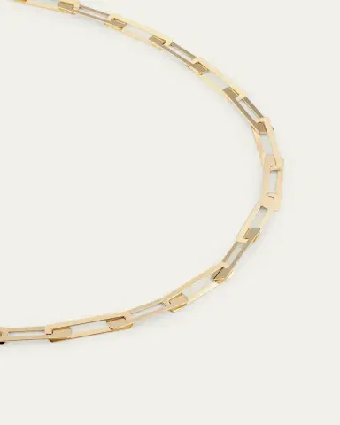 Lana 14K Yellow Gold Laser Open Interlocking Rectangle Necklace | Thumbnail 3