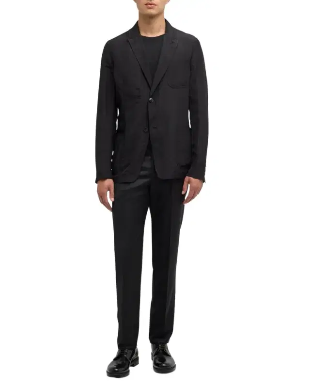 Men's Flat-Front Wool Trousers