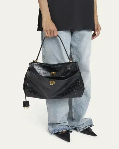 Balenciaga Rodeo Medium Croc-Embossed Top-Handle Bag | Thumbnail 2 Balenciaga Rodeo Medium Croc-Embossed Top-Handle Bag | Thumbnail 2