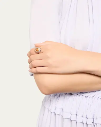 Mellerio 18K Yellow Gold Orange Blossom Ring with Garnet and Sapphires | Thumbnail 3 Mellerio 18K Yellow Gold Orange Blossom Ring with Garnet and Sapphires | Thumbnail 3